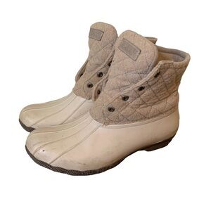 Sperry Women's Quilted Winter Boots - Cream and Gray
